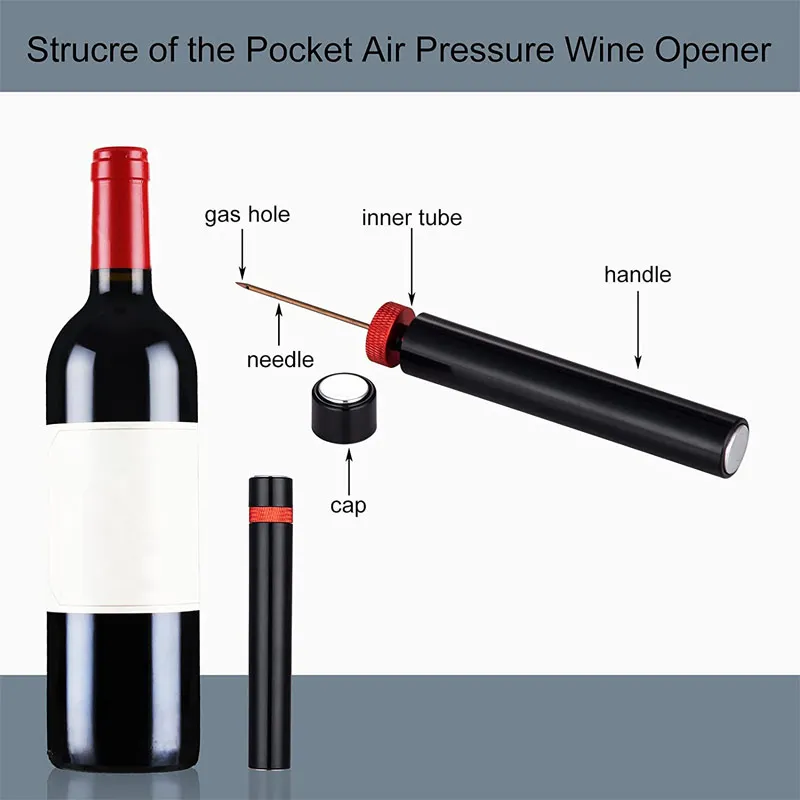 Air Pump Pressure Wine Bottle Opener Corks Out Tool Stainless Steel Pin