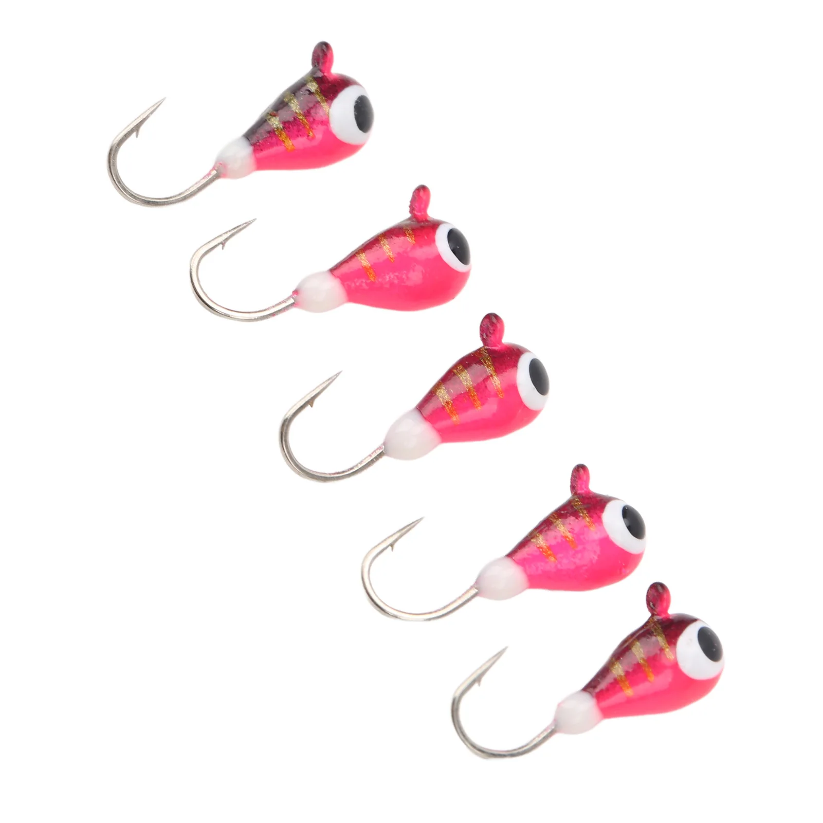 5Pcs Ice Fishing Jigs, 4MM High Carbon Steel Micro Bass Hooks for