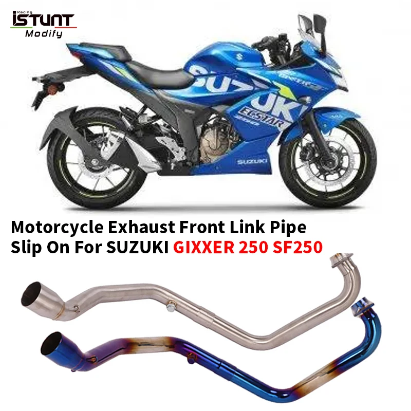 Slip On Motorcycle Exhaust Muffler Escape Modified Motorbike Front Tube Link Pipe 51mm For SUZUKI GIXXER 250 GIXXER250 SF250