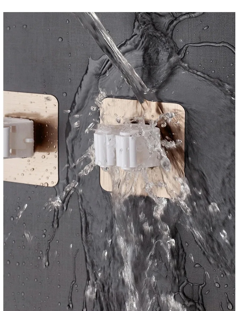 Description Picture 5 of item1-10pcs Mop Holder Multi-Purpose Hooks Self-adhesive Wall Mounted Mop Organizer Rack Broom Hanger Kitchen bathroom Strong Hooks