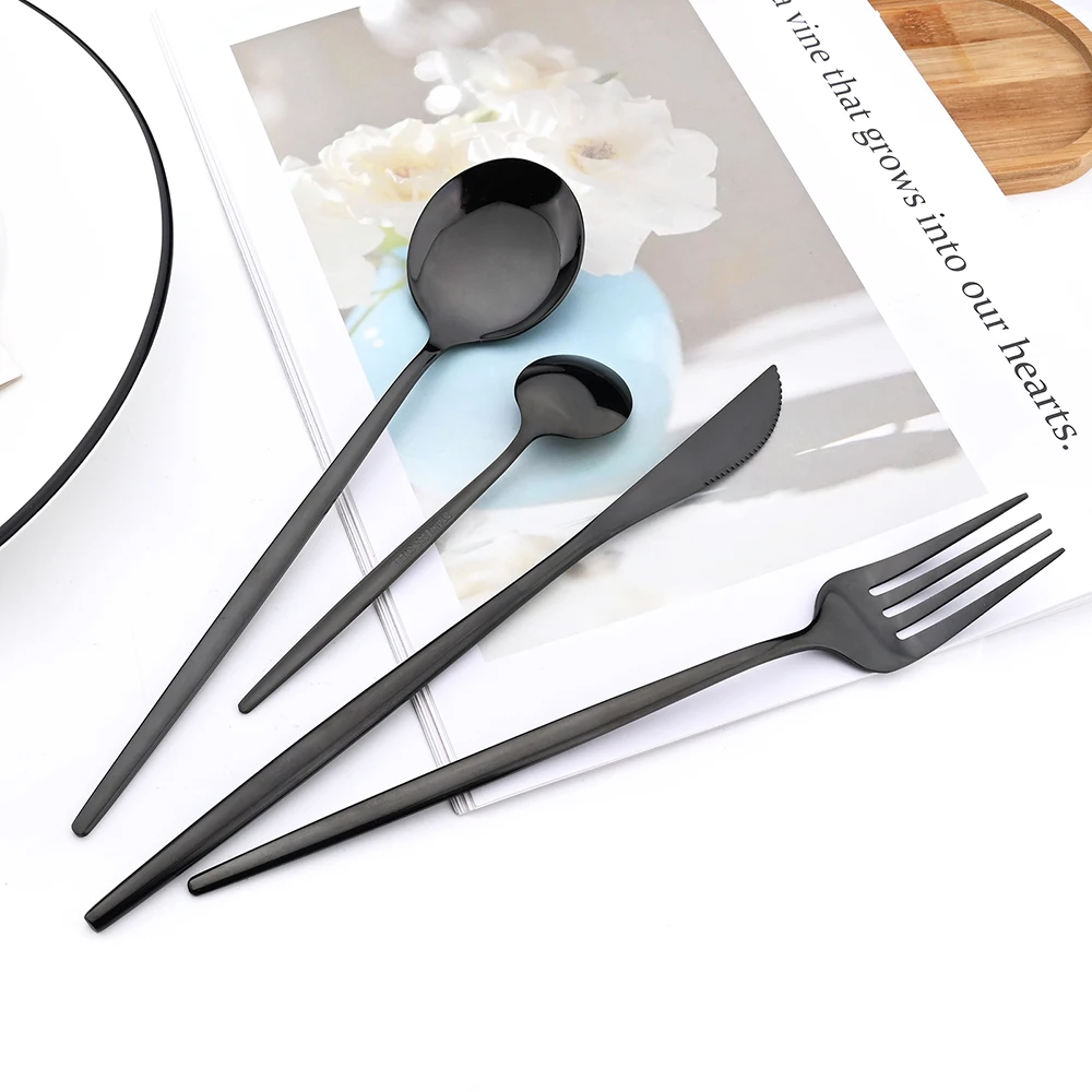 九条天 spoon 18点セット Amazon.com: Unique Silverware Set for 18, 90 Piece Black