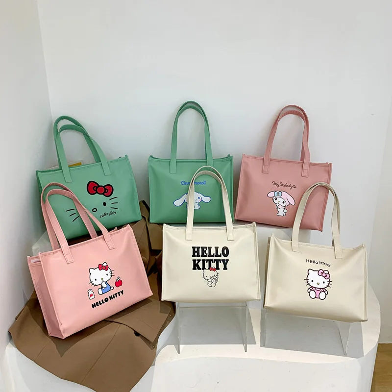 MINISO Sanrio Cartoon Hello Kitty Printed Portable Travel Storage Wash Bag for Women's Fresh Large Capacity Shoulder Bag