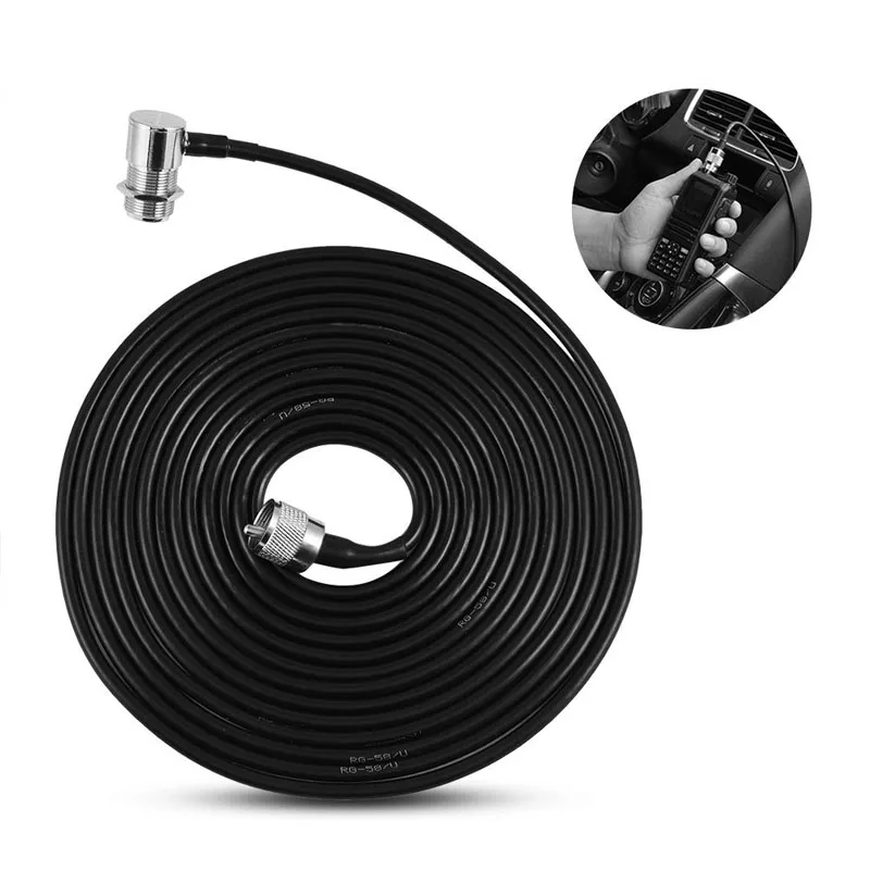 5m Feeder Cable for Mobile Car Radio Antenna Connector Coaxial Cable PL-259 to SO-239 for NAGOYA RB-46 RB-400 Mount Bracket