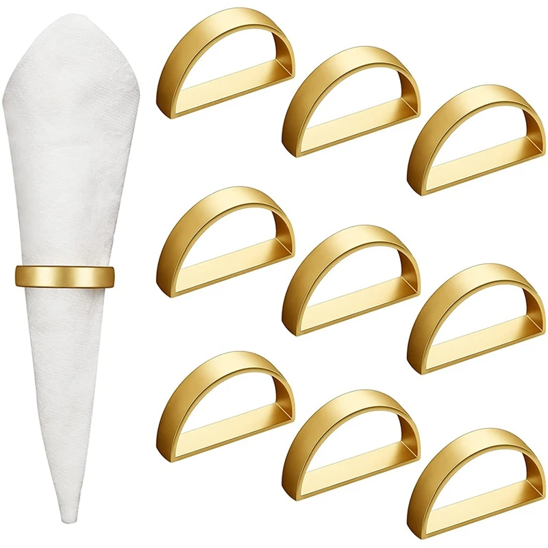 10 Pieces Gold Napkin Rings Metal Napkin Ring Holders Modern Design