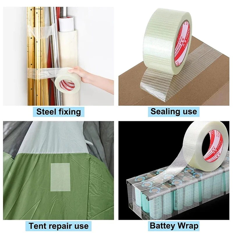 Single-sided Fiberglass Filament Tape Lithium Battery Insulation Wrap Home Appliance Carton Fixed Packing