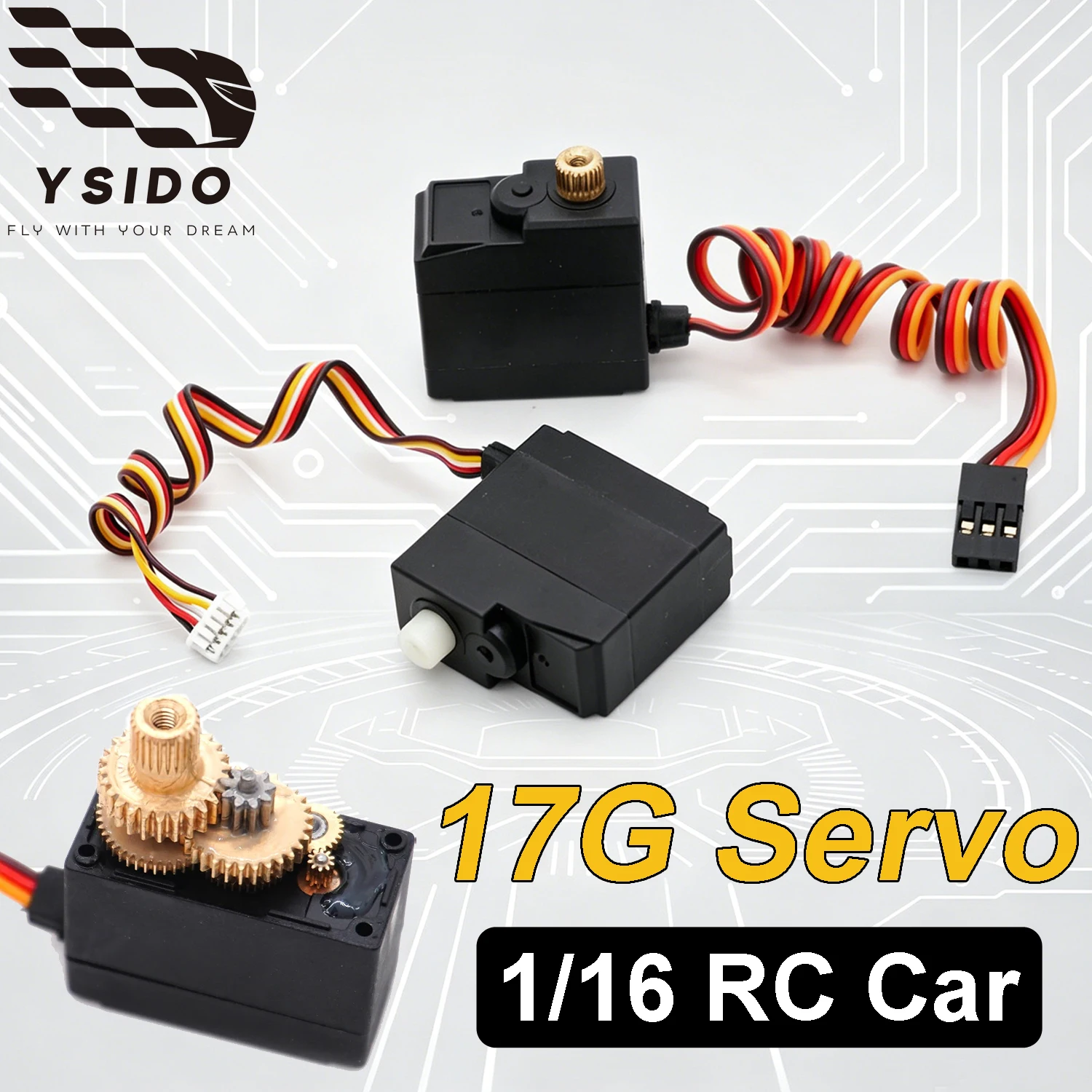 Servo da 17g per auto RC 1:16 con ingranaggi in metallo/plastica