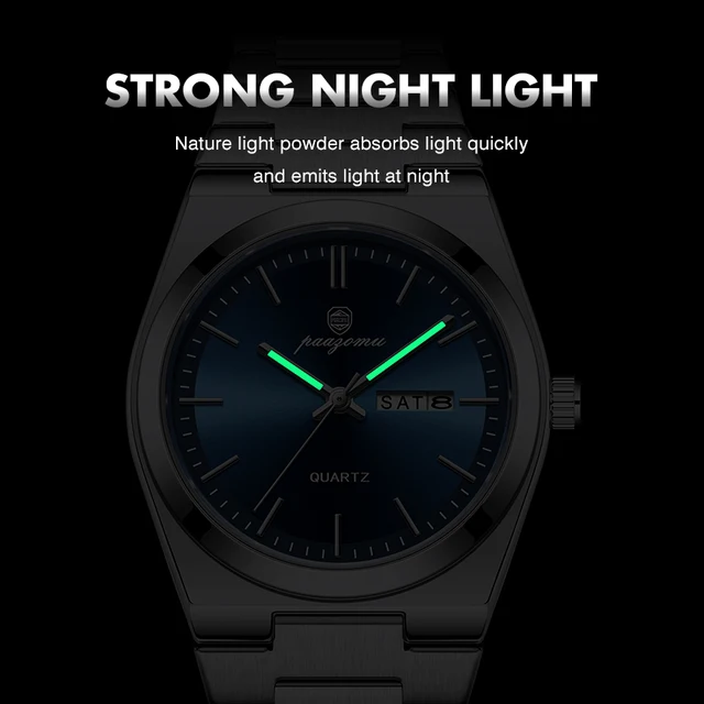 PENGAGAR luxe Quartz homme montre-bracelet Sport hommes montres étanche lumineux Date semaine acier inoxydable montre pour hommes mâle Reloj + boîte 3
