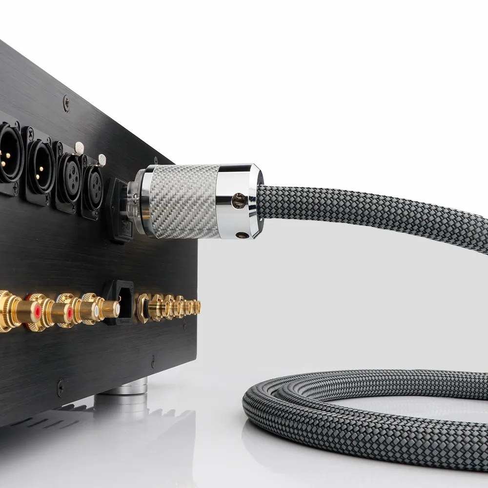 Neues Hi-End OFC EU/US Hifi Netzkabel Netzkabel mit rhodiniertem Stecker Schuko US AC Netzkabel Iine für Subwoofer-Verstärker – Detail 3