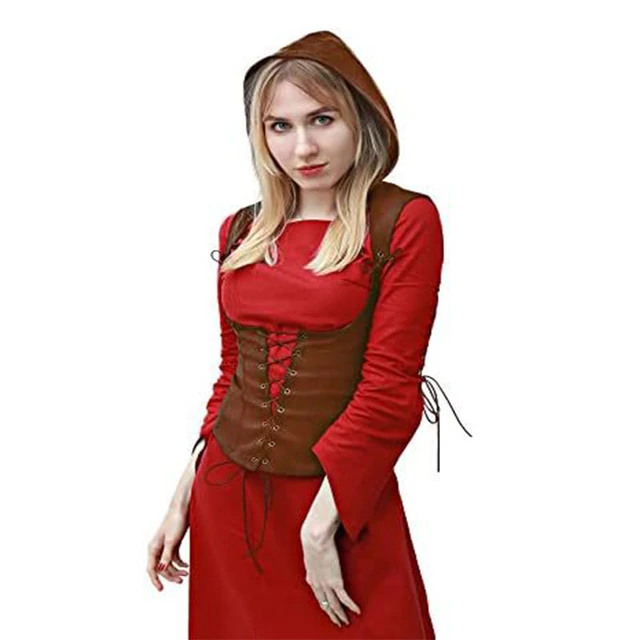 Corsé de ante Vintage Medieval para mujer, chaleco de dama pirata