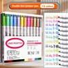 Double Line Outline Pens 12/24 Colors Self-Outline Metallic Markers Glitter Writing Drawing Pen for DIY Art Crafts Scrap Booking 6