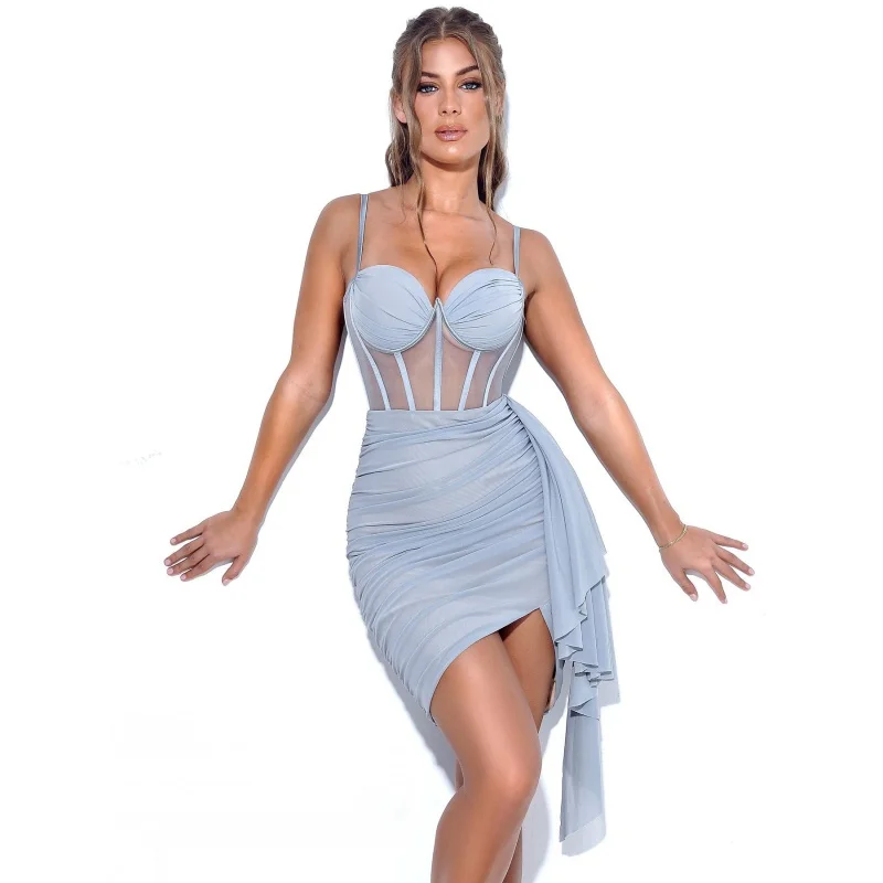 

Aliexpress Cross-Border Hot Sale Sexy Transparent Tight Dress Sling Sheath Nightclub Party Dressdress
