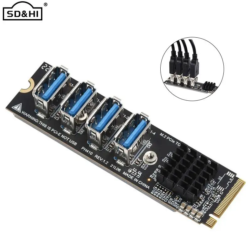 

Карта расширения M.2 NVME на USB 3,0 PCIE X16 от 1 до 4 PCI Express, умножитель концентратора, адаптер M2, карта расширения для майнинга биткоинов Antminer