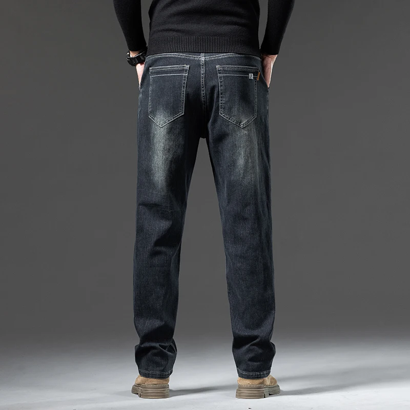 Men's Jeans 2024 New Simple and Versatile Diagonal Pocket Design Loose Straight Business Men's Clothing Business Trousers 5