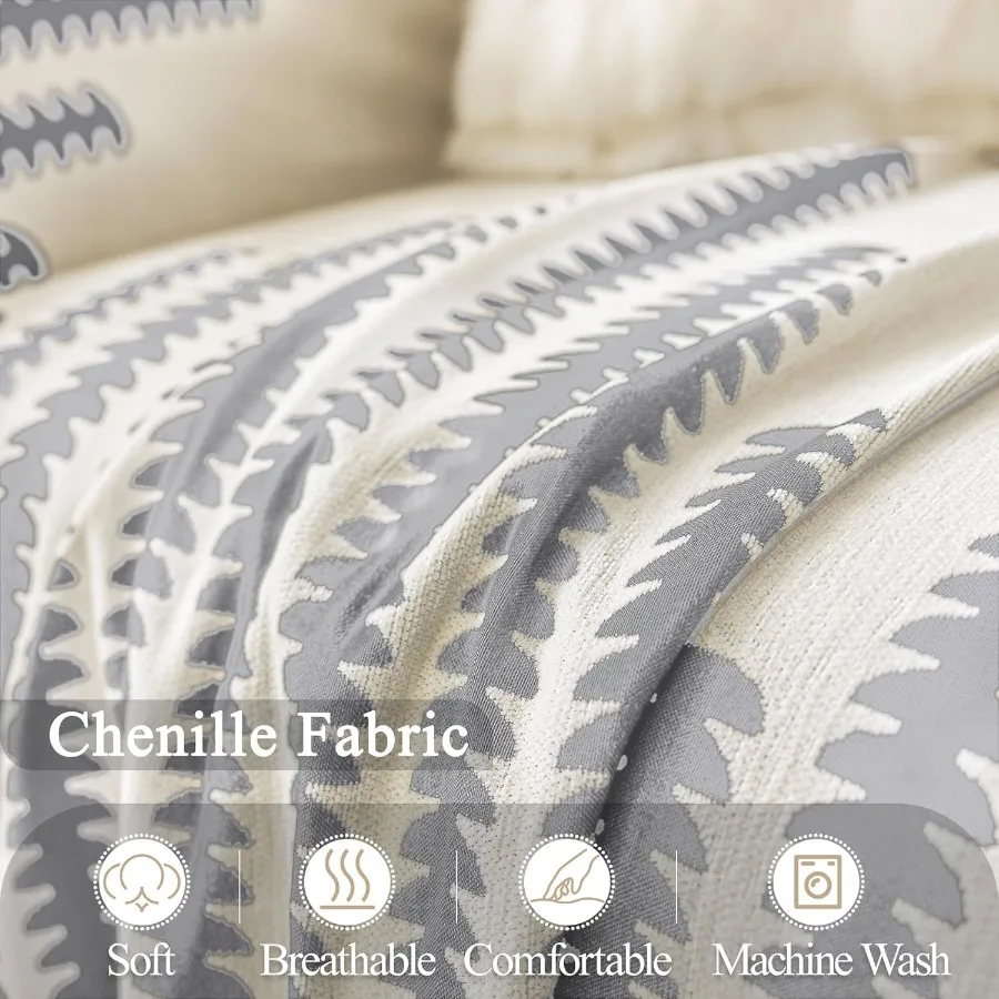 Boho Couch Covers for Sectional Sofa 2 Piece Thick Chenille L Shape Sofa Cover Washable Reversible Couch Cover Blanket Sofa Sli