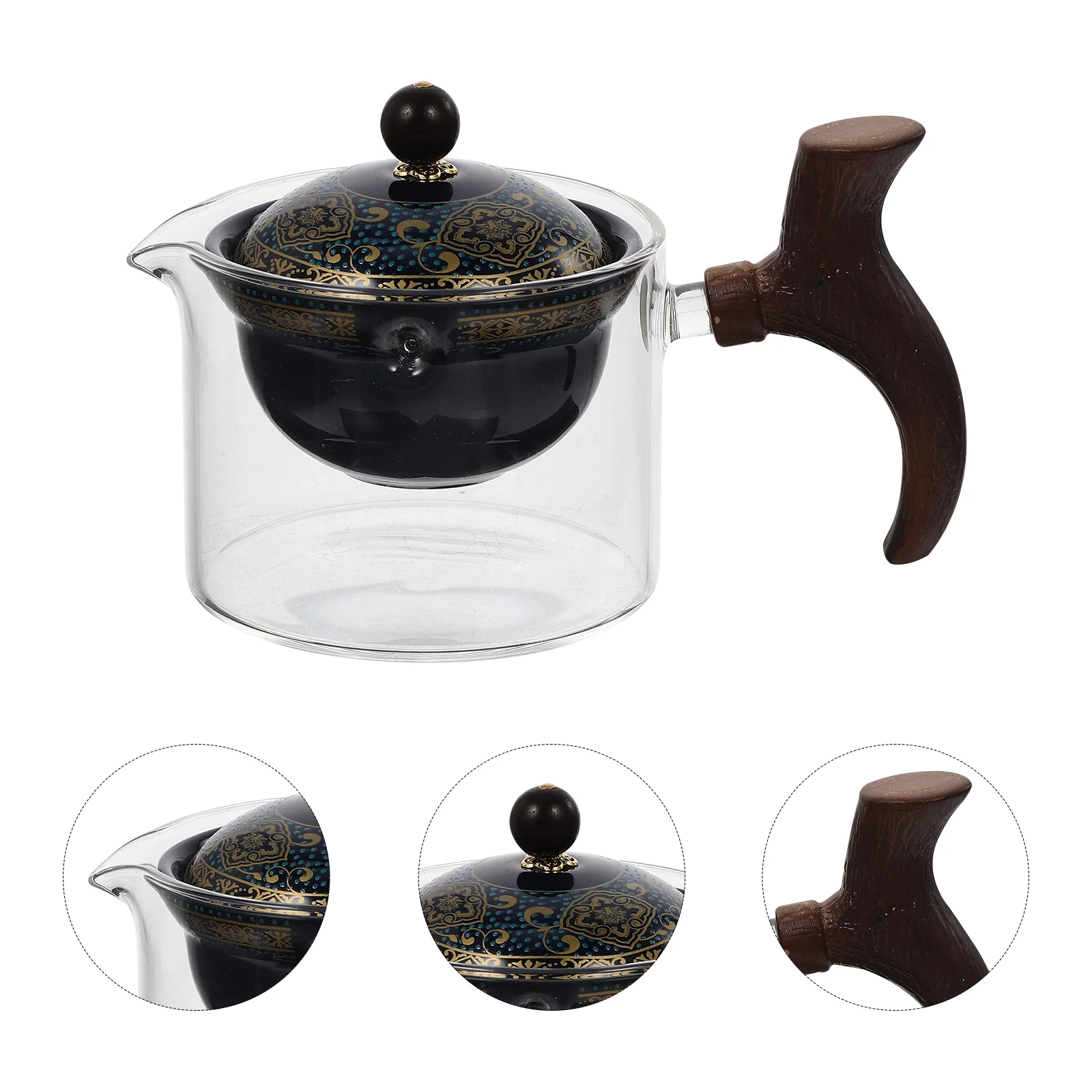 

Ceramic Teapot Kettle Set for Collection Travel Elegant Maker Pots Wood Accessory Delicate Chinese Style