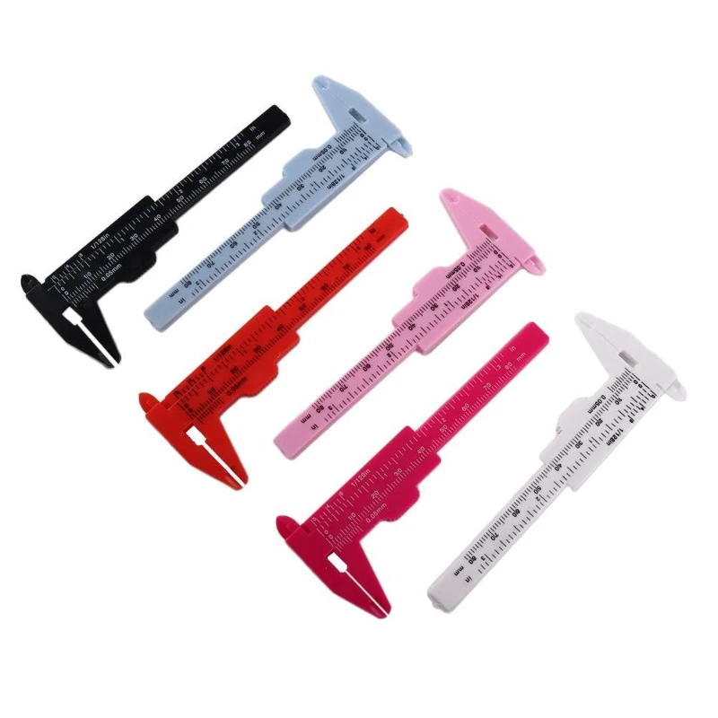 Portable 80mm Plastic Eyebrow Measuring Vernier Caliper Tattoo Microblading Caliper Ruler Permanent Makeup Measurement Tools eyebrow caliper