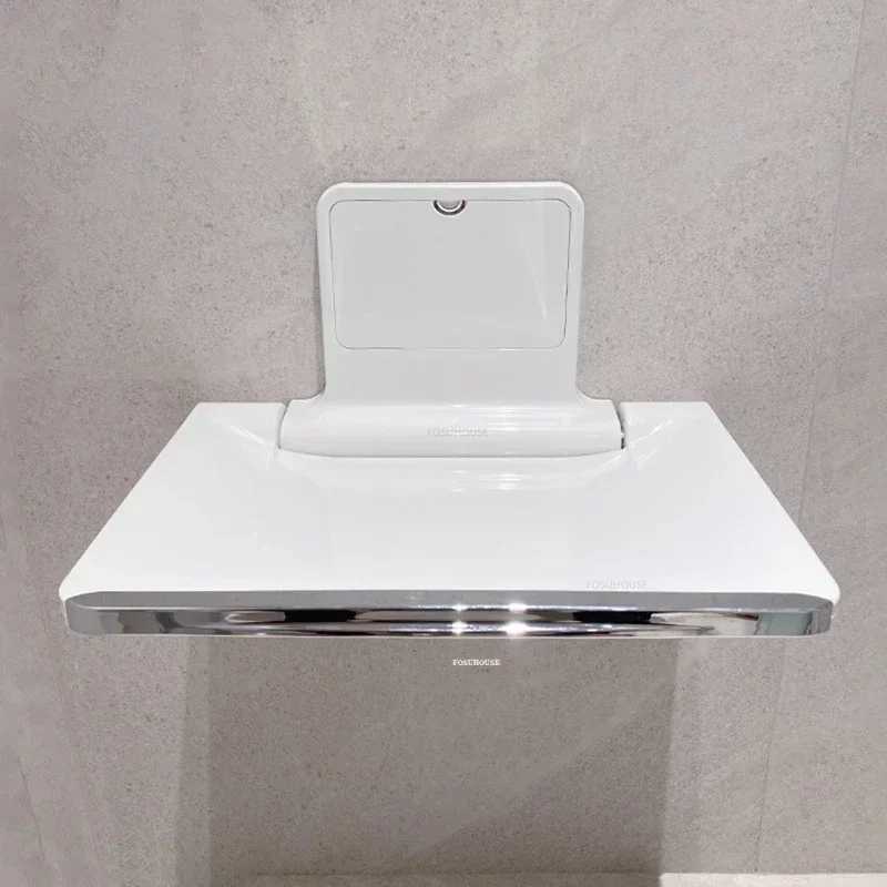 Toilet Barrier-free Bath Chair Light Luxury Wall-mounted Bathroom Seats Shower Chair Home Foldable Plastic Shoe Changing Stool 2