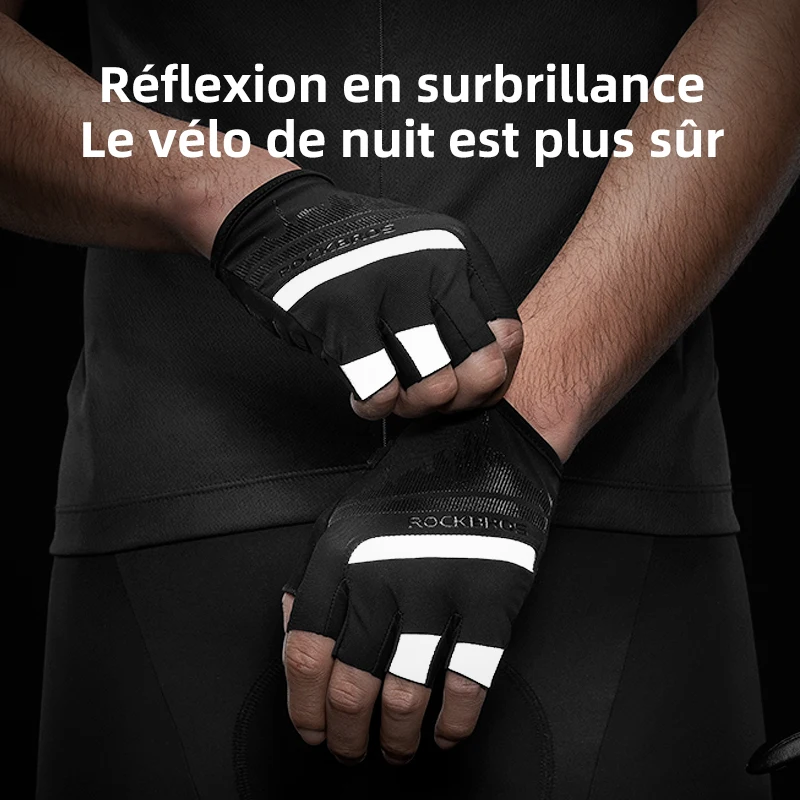 Gants Cyclisme Demi-doigts ROCKBROS | Rembourrés Anti-choc, Respirants, Pour VTT, Route, été