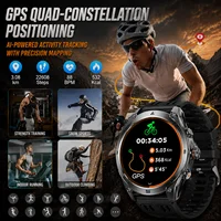 Montre connectée GPS de qualité militaire pour hommes, batterie 1000mAh, boussole, appel Bluetooth HD, étanche, fréquence cardiaque, montre de sport et de fitness 2