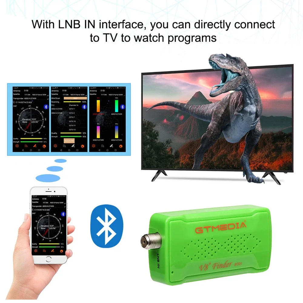 V8 SAT Finder BT03 Mini Satfinder Bluetooth DVB S / S2 Digital Signal Satellite Receiver TVDvb Dvb-s2 Multi digital tv decoder