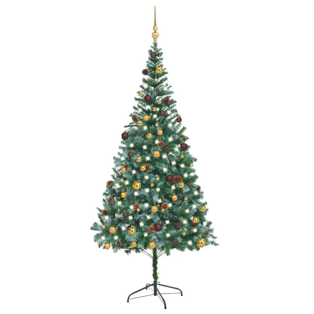 Albero Di Natale Artificiale A Led E Palline E Mele Di Pino 210 Cm