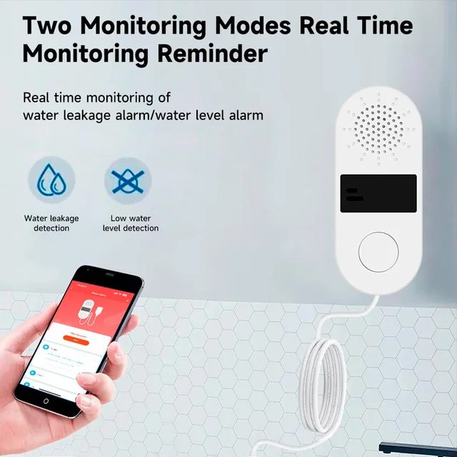 Tuya WiFi Water Leak Sensor 130DB Water Leak Detector Smart Life APP Notification Alerts,Water Flood Leak Alarm Home Security 5