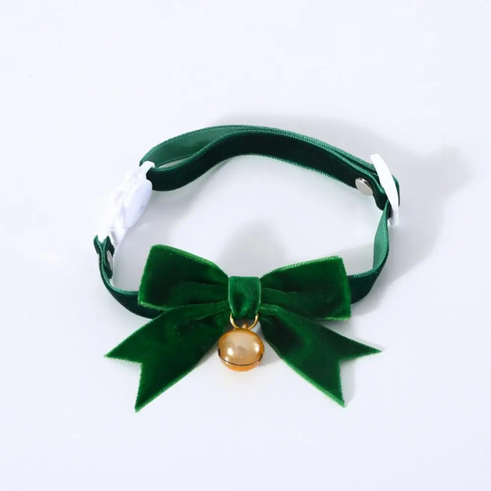Colorful Pet Neck Circle Super Soft Velvet Pet Bow-knot Collar Safety Elastic Bow-knot Cat Collar with Bell Pendant