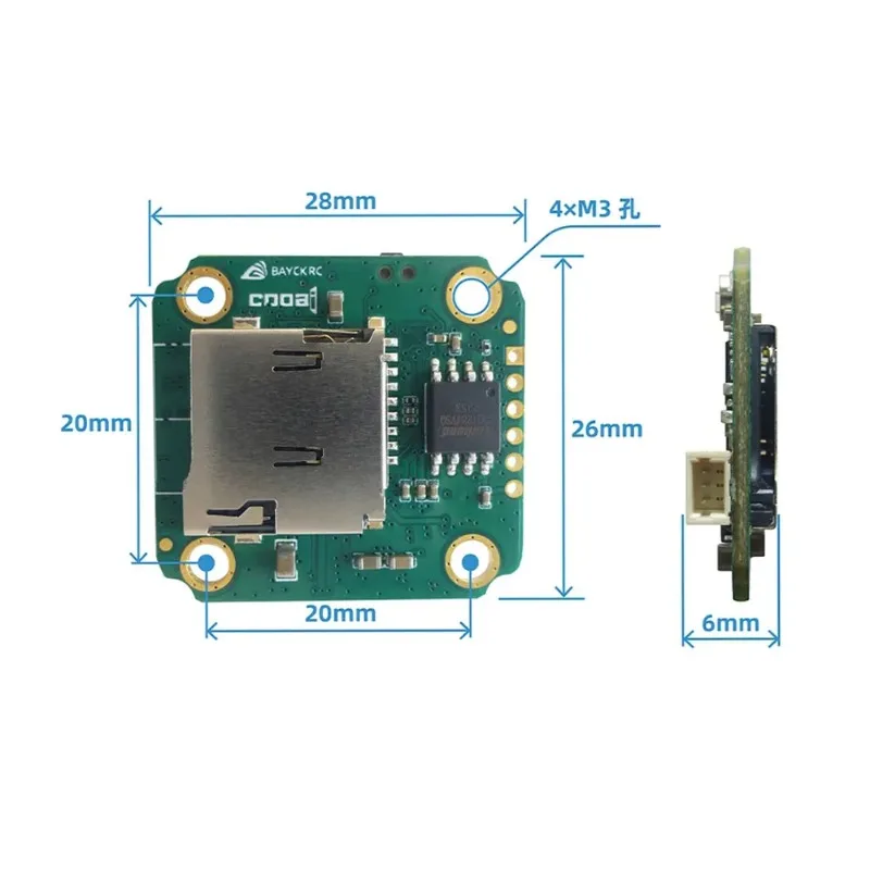 COOAI COOEYE BAYCK 미니 DVR - 5V-30V 넓은 전압, 드론 FPV RC 카메라용 512G 마이크로 SD,PAL/NTSC/AHD720P(25/30/60fps) 지원