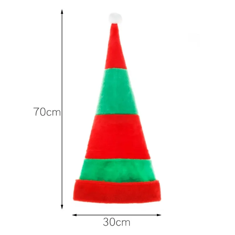 Red and Green Striped Christmas Hat Plush Extended Funny Elf Hat Christmas Halloween Day Dress Up Decoration Supplies christmas beanie hat