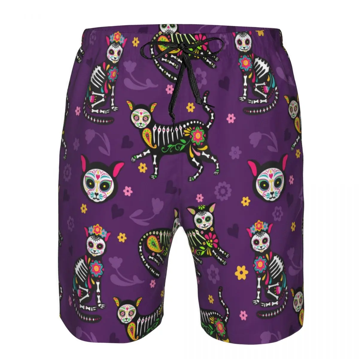 

Swimsuit Beach Quick Drying Trunks Sugar Skull Calavera Cats Mexican Style Swimwear Briefs Board Shorts Beachwear