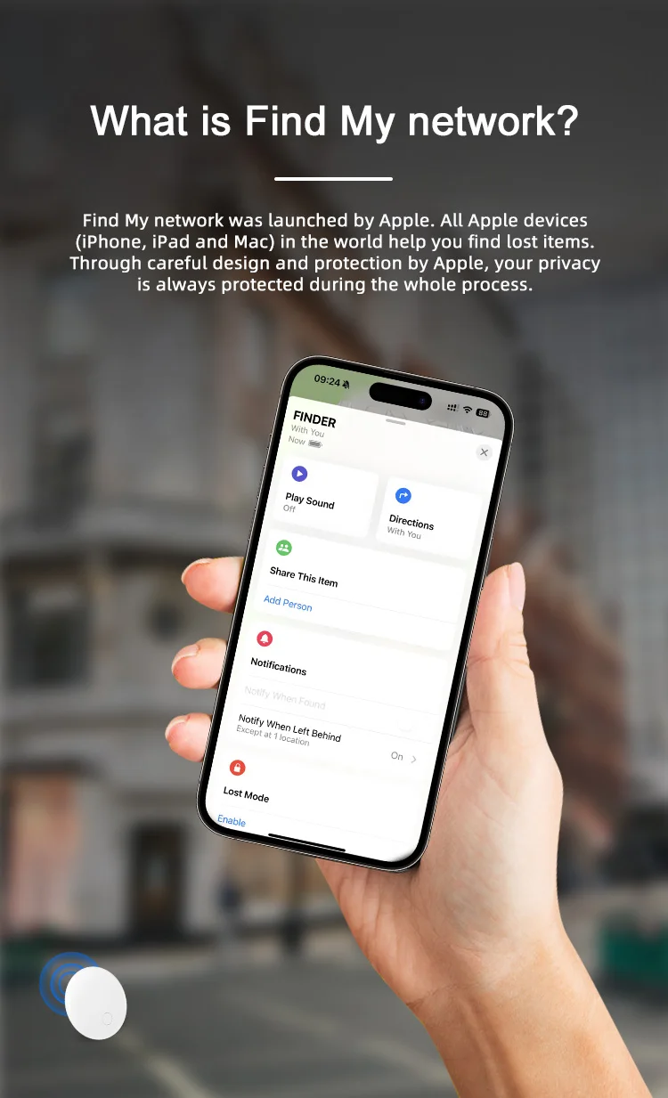 Anti-lose Tracker For Apple Airtag Replacemen via Find My Bluetooth GPS Tracker