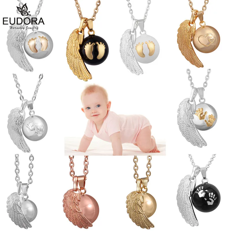 Eudora Angel Wing Baby Caller Pendant Necklace Fashion Pregnancy Ball Jewelry Chime Bola Pendants 45 inch Necklaces Jewelry Gift