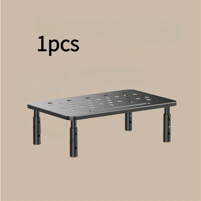 1pc 검정색 조절식 컴퓨터 랙, 텔레스코픽 데스크 모니터 홀더, 높이 조절식 PC 스크린 스탠드, 목의 부담을 줄여주는 사무실 보관함