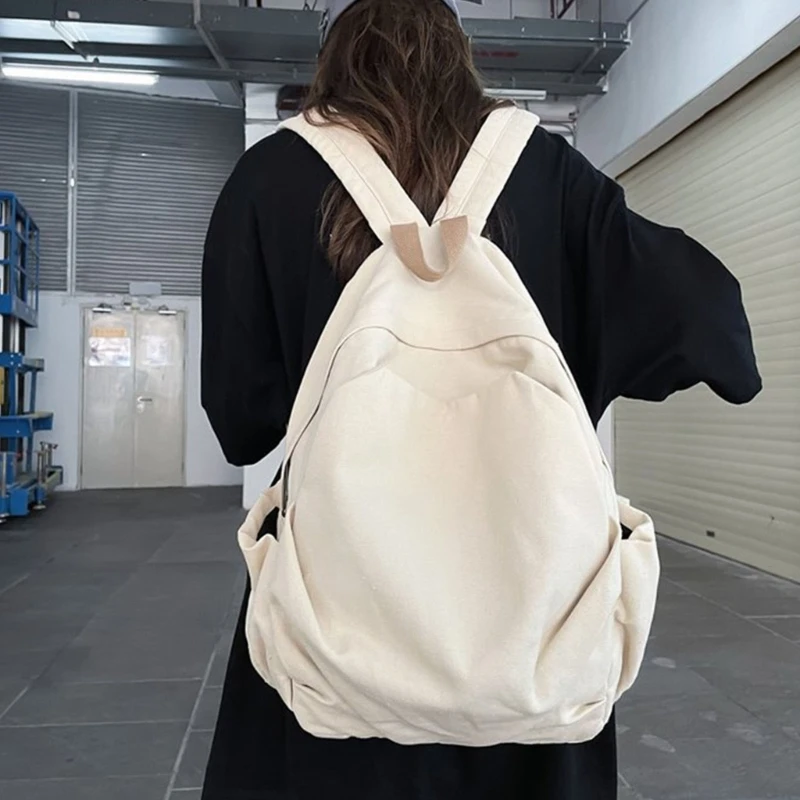 Japanese Adult Teens Casual School Bag Harajuku Women Men Canvas Laptop Backpack College Student Large Capacity Rucksack Bookbag 3