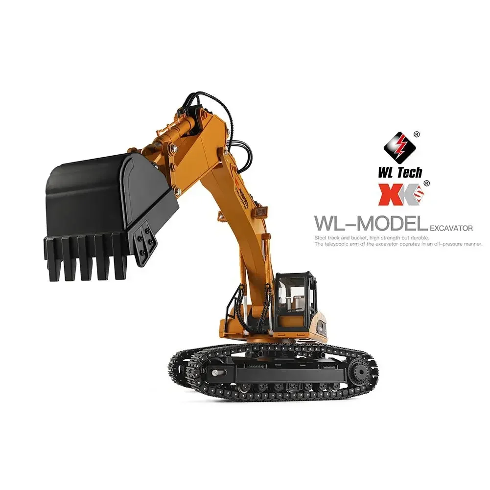 WLtoys 16800 1/16 2.4G Excavator RC Car Toys Styling 23 Channel Road Construction All Metal Truck Autos With LED Light Smoke 3