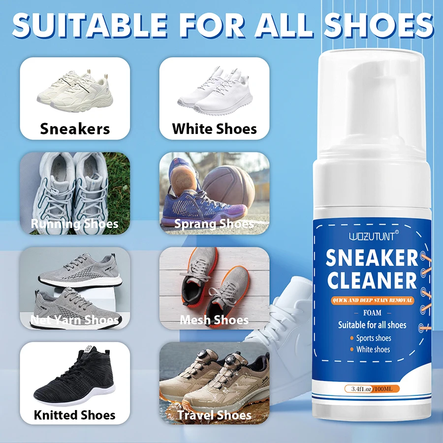 100ml White Shoe Cleaner No-wash Dry Cleaning Foam Decontamination for Suede Sheepskin Matte Shoes Leather Sneakers Care 5