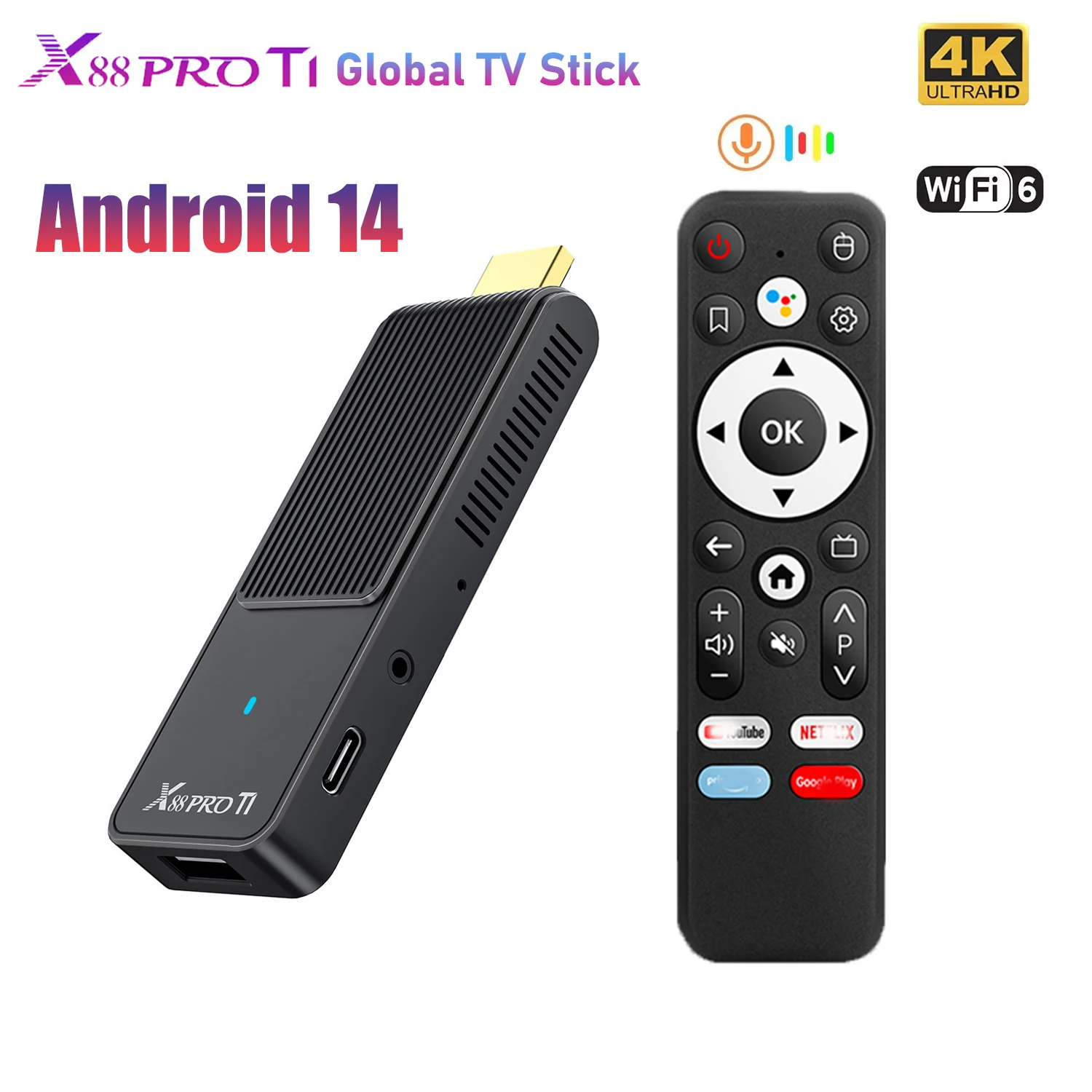 Android TV Stick X88 PRO T1 Smart TV Stick Android 14.0 RK3518
