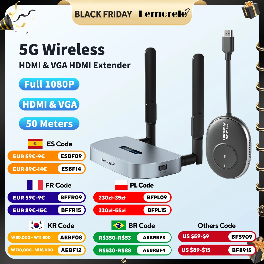 Lemorele Wireless HDMI Video Transmitter and Receiver Extender