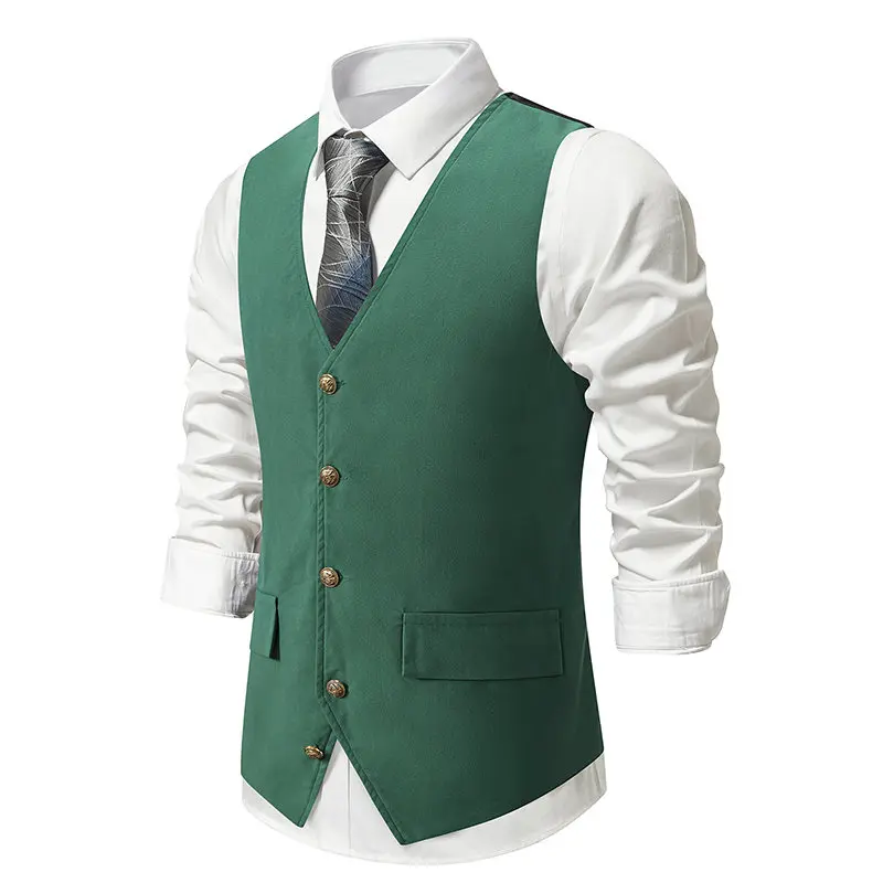2023 New Men's Fashion Slim Waistcoat V-neck Wedding Business Suit Jacket Vest Men Medieval Vintage Vest