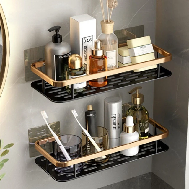 Luxury Bathroom Shelves Without Drilling Rustproof Aluminum Shower Wall  Shelf Shampoo Towel Holder Bathroom Organizer Accessorie - Storage Shelves  & Racks - AliExpress