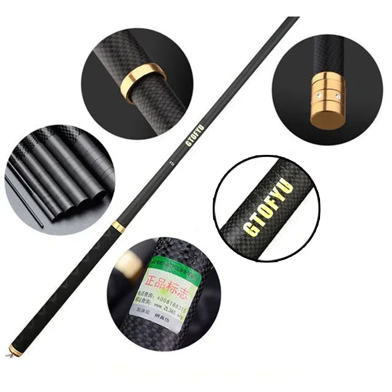 Fishing Rod Telescopic Stream Rod 4.5M-10M Carbon Reservoir Pond Fishing Rod Super Light Hard Fiber