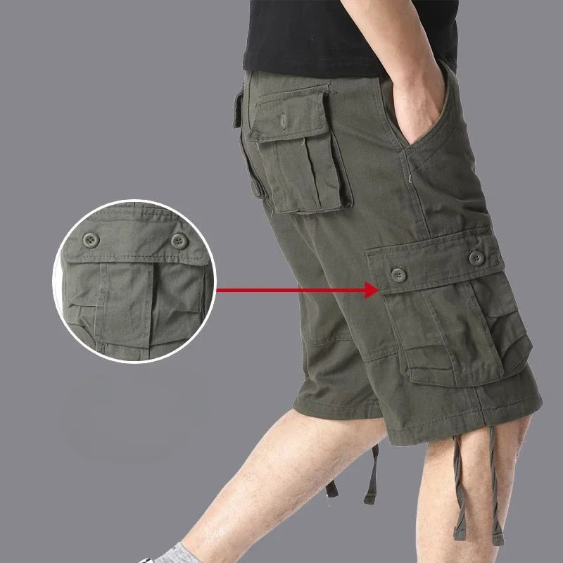 Pantalones cortos para hombre, anchos, holgados, de gran tamaño, con botones, pantalones cortos cargo para hombre, sueltos, populares, elegantes, casuales, de algodón, vintage, nuevos en Y2k