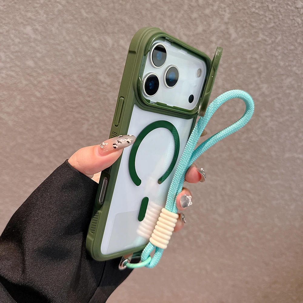 Transparent Magnetic Case with Handstrap and Wireless Charging Support