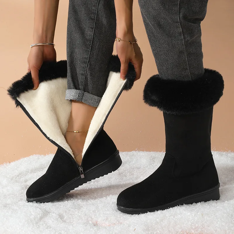 Winter sneeuwlaarzen voor dames gevoerd warm met ritssluiting_voghion.com