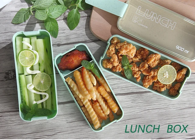 Wheat Straw Lunch Box Healthy Material 3 Layer 900ml Microwave Safety  Stackable Bento Boxes 3 Compartment Food Containers From Esw_house, $3.72