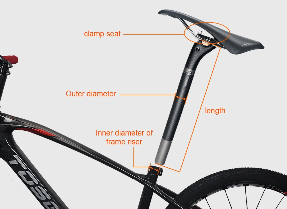 TOSEEK Sattelstütze Carbon 3K Weave Matt Offset 20mm 27.2/30.8/31.6mm Länge 350/400mm Fahrrad-Sattelstützenteile MTB Carbon Kanu – Detail 5