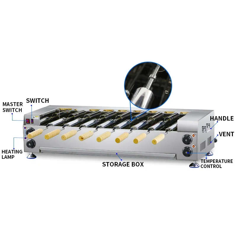 2200V 3kw Horizontal Chimney Rolling Machine Bread Ring Machine Cake Roll Oven Bread Oven Electric Baking Maker
