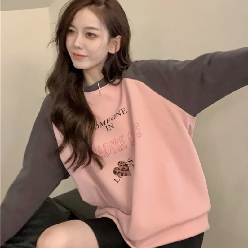 Женский контрастный свитер с длинным рукавом, осенне-весенний пуловер