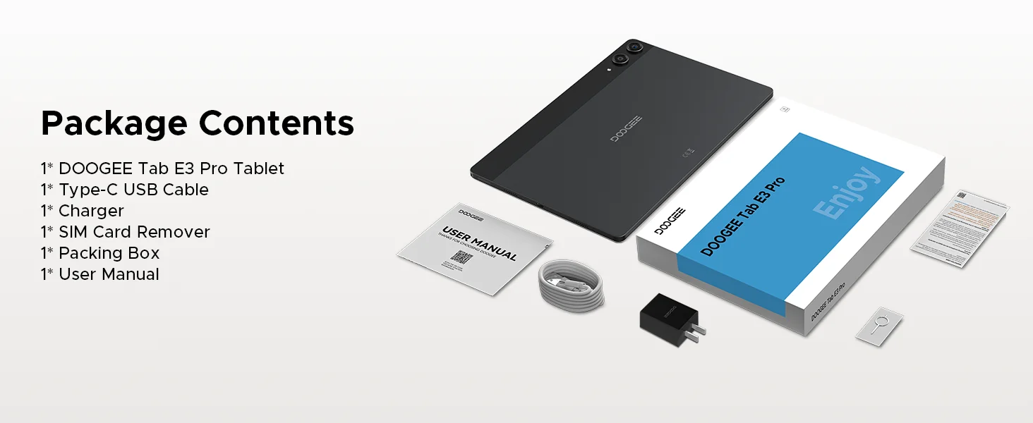 DOOGEE Tab E3 Pro Tablet 32GB+256GB Android 15 Gemini AI 13'' Display 7.9mm Ultra-thin Helio G100 11000mAh Battery Smart Pad