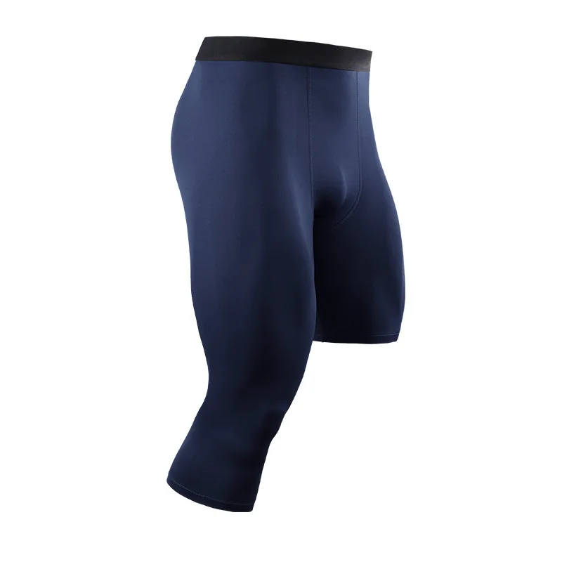 Summer Men Capri Running Tights GYM 3/4 Pants Male Basketball Football Soccer Fitness Exercise Sport Cropped One Leg Leggings 20